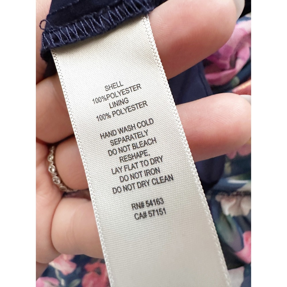 Eliza J Metallic Clip Dot Floral Navy Chiffon Fit Flare Maxi Dress Womens Size 8 - Picture 10 of 14